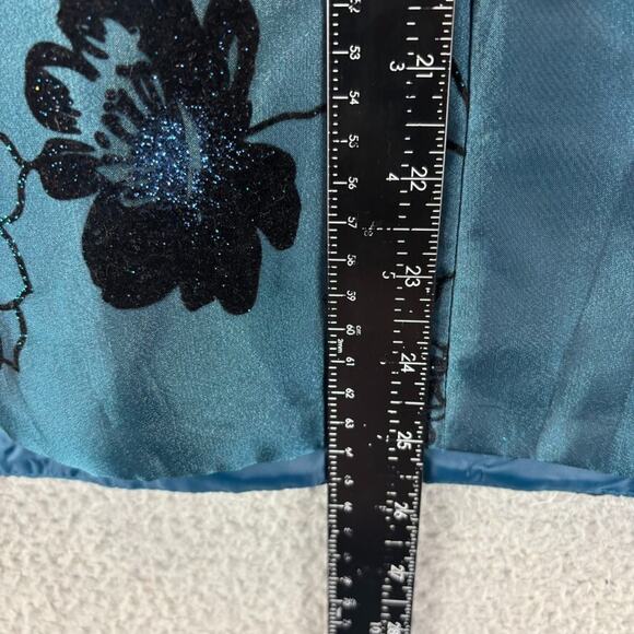 R&M Richards Jacket 26W MOB Floral Velvet Burnout Rhinestone Clasp Sheer Chiffon - Picture 10 of 15